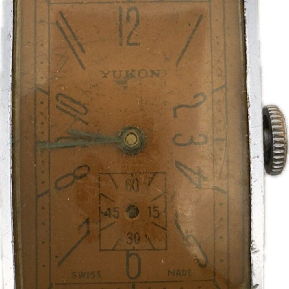 Vintage Yukon Men's Mechanical Wristwatch Swiss Made Chrome Plated for Parts